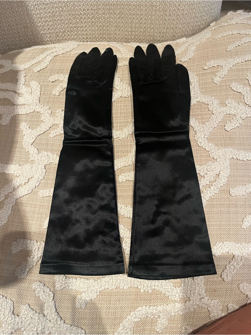 Classic Black Satin Opera Gloves - Women's Accessories